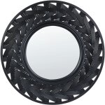 Beliani - miroir mural rond  suspendre design moderne noir large cadre tress tierga