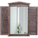 Miroir mural de salle de bain design fentre avec volets 71x46x5cm en marron vieilli 040003702