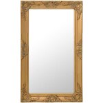 Maison chic ? miroir mural dor� 50x80 cm ? cadre baroque en bois ? fixation murale incluse ? pour salle ...