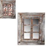 Melko - miroir mural avec volets 64x54cm fen�tre miroir shabby chic avec �tag�re, portes fran�aises pouvant ...