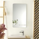 Mob - in ? miroir simple de salle de bain 40 x 70 cm ? tablette m�tallique blanche ? design sobre et ...