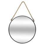 Atmosphera ? miroir rond en m�tal noir 55cm ? suspension � corde ? design �l�gant pour d�coration int�rieure ...