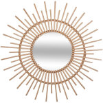 Atmosphera - grand miroir mural soleil en rotin d 76 cm Atmosphera - grand miroir mural soleil en rotin d 76 cm