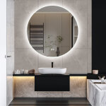 Miroir de salle de bain 80x80cm, miroir lumineux mural avec dimmable et anti - bu�e, miroir led avec ...