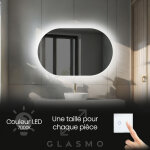 Foram - miroir salle de bain led 120x70 cm ariana - horizontal ovale miroir mural avec �clairage int�gr� ...