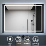 Biubiubath - miroir salle de bain led anti - bue, avec clairage led 100 x 70cm rversible ip44 commande ...