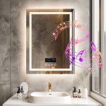 Luvodi ? miroir lumineux de salle de bain 60x80 cm ? bluetooth avec haut - parleurs ? anti - bu�e ? affichage ...