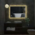 Unho ? miroir lumineux de salle de bain 90 x 70 cm ? anti - bu�e ? �clairage led avec interrupteur tactile ...