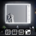 Sirhona - miroir de salle de bain led rectangle commutateur anti - bue clairage intgr blanc froid ...