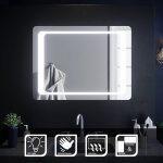 Sirhona - miroir de salle de bain led rectangle commutateur anti - bue clairage intgr blanc froid ...