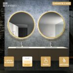 Miroir salle de bain led rétro - éclairé réglable Ø70cm - or brossé - commandes tactiles & anti - buée ... Miroir salle de bain led rétro - éclairé réglable Ø70cm - or brossé - commandes tactiles & anti - buée ...