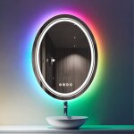 Luvodi - miroir de salle bain lumineux led oval 60 x 80 cm rgb avec eclairage integre anti buee miroir ...