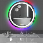 Luvodi - miroir de salle bain lumineux led rond rgb avec eclairage integre anti buee miroir mural multicolore ...