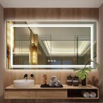 Luvodi - miroir salle de bain lumineux - miroir mural led salle de bain doubles bandes led anti - bue ...