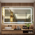 Miroir salle de bain lumineux - miroir mural led salle de bain doubles bandes led anti - bue avec eclairage ...