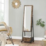 Songmics - miroir sur pied avec rangement, armoire  bijoux, range - bijoux, psyche miroir, verouillable, ...