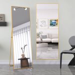Miroir sur pied rectangulaire, 162x53 cm, avec cadre en m�tal, miroir sur toute la longueur, grand miroir ...