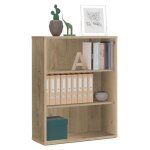 Miroytengo - biblioth�que basse 2 �tag�res en ch�ne gold 100x76x33 cm