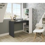 Miroytengo - bureau r�versible avec biblioth�que � cinq �tag�res, cm 120x53h144, couleur blanche et anthracite ...