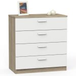 Miroytengo - commode de chambre moderne tibet 4c chne cambrien et blanc 74x78 cm