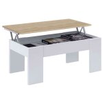 Mobimarket - table basse �l�vatrice low cost, table de salle � manger fini en ch�ne canadien - blanc ...