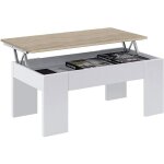 Mobimarket - table basse élévatrice low cost, table de salle à manger fini en chêne canadien - blanc ... Mobimarket - table basse élévatrice low cost, table de salle à manger fini en chêne canadien - blanc ...
