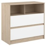 Miroytengo - commode enfant en ch�ne jackson et blanc mat. table � langer style nordique.