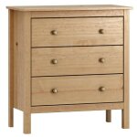 Miroytengo - commode samy en bois blanc ou miel avec 3 tiroirs 77x81x40 cm