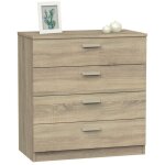 Muebles pitarch - commode 4 tiroirs avec guide m�tallique tibet en blanc mat ou ch�ne cambrien en m�lamin� ...