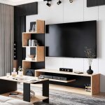 Miroytengo - meuble tv snake pour salon et salle � manger en ch�ne artisanal / noir ou ch�ne sonoma / ...