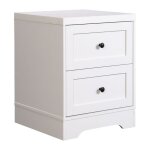 Miroytengo - table de chevet ottavia 2 tiroirs, style contemporain, blanc, 40 x 50 cm, mobilier de chambre ...