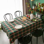 Mitchell nappe de 100�140cm en coton et lin - motif r�tro � carreaux - vert - nappe lavable - table basse ...