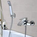 Mitigeur de baignoire cascade, robinet douche en laiton chrom�, robinet de baignoire avec douchette � ...