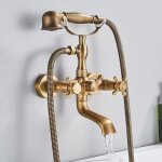 Mitigeur de baignoire retro avec double poigne et flexible de douche laiton mitigeur de baignoire montage ...