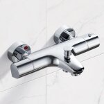 Mitigeur baignoire thermostatique, mitigeur thermostatique bain douche en laiton, avec bouton de scurit ...