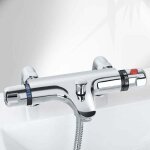 Mitigeur baignoire thermostatique mitigeur douche thermostatique pomme de douche apparente avec bec de ...