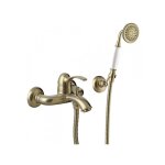 Tres - mitigeur bain douchette  main anticalcaire avec support orientable finition laiton vieilli mat ...