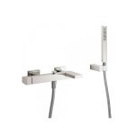 Mitigeur bain douchette  main anticalcaire avec support orientable et flexible acier slim colors - tres ...