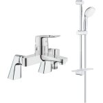 Mitigeur bain mcanique grohe bauloop avec ensemble de douche grohe vitalio start avec colonnettes