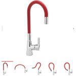 Mitigeur de cuisine avec douchette flexible ? bec en laiton rouge ? hauteur sous bec 25 cm ? mousseur ...