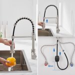 Mitigeur cuisine avec douchette pull - down et pivotante 360�, arc �lev� robinet cuisine douchette avec ...