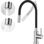 Mitigeur de cuisine flexible avec 2 types de jets noir + bross - robinet cuisine rabattable - robinet ...