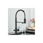 Mitigeur de cuisine noir � 3 voies, robinet de cuisine flexible, robinet d'�vier d'eau potable r�glable ...