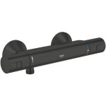 Grohe ? mitigeur thermostatique de douche noir ? finition m�tal ? montage mural apparent ? but�e de s�curit� ...