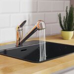Pro et discount - mitigeur vier robinet de cuisine chrom avec douchette extractible 2 jets