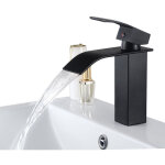 Auralum - mitigeur de lavabo cascade noir robinet carr eau froide et chaude robinet vasque  poser en ...