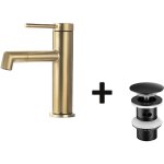 Mitigeur de lavabo dor� rotatif � 360�, eau chaude / froide, barboteur d�motable + bonde lavabo bonde ...