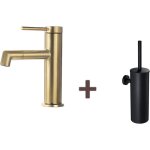 Mitigeur de lavabo dor� rotatif � 360�, eau chaude / froide, barboteur d�motable + brosse toilettes wc ...