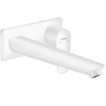 Mitigeur de lavabo encastr� mural, bec 225mm, bonde � �coulement libre blanc mat - hansgrohe