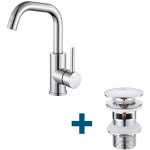 Auralum - mitigeur lavabo, robinet lavabopivotant 360°, avec aérateur démotable, chromé + bonde lavabo ... Auralum - mitigeur lavabo, robinet lavabopivotant 360°, avec aérateur démotable, chromé + bonde lavabo ...